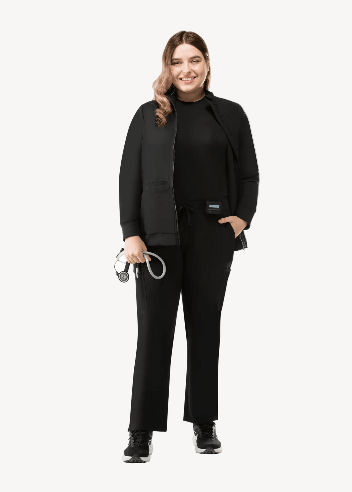 Women's Scrub Jacket Black - Vaayu Scrubs 