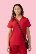 Aura One Pocket Top Red - Vaayu Scrubs 