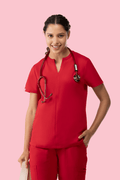 Halo Two Pocket Slim Top Red - Vaayu Scrubs 