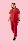Prana Three Pocket Top Red - Vaayu Scrubs 