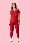 Women's High Waist Joggers Red - Vaayu Scrubs 