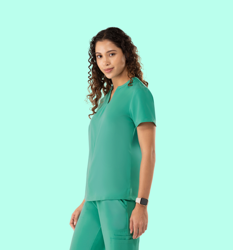 Halo Two Pocket Slim Top Surgical Green