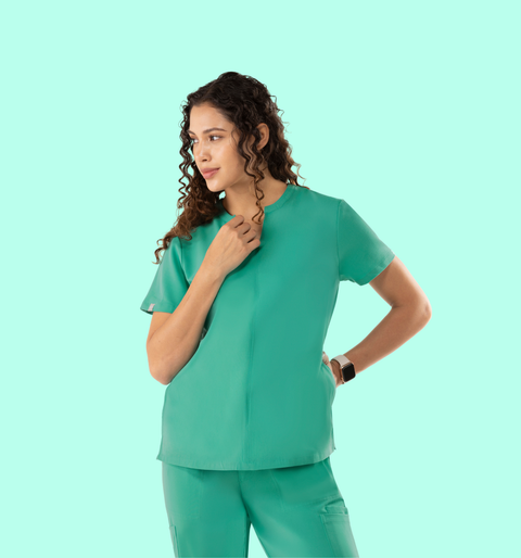 Halo Two Pocket Slim Top Surgical Green
