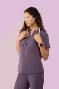 Halo Two Pocket Slim Top Dewberry - Vaayu Scrubs 
