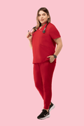Prana Three Pocket Top Red - Vaayu Scrubs 