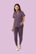Halo Two Pocket Slim Top Dewberry - Vaayu Scrubs 