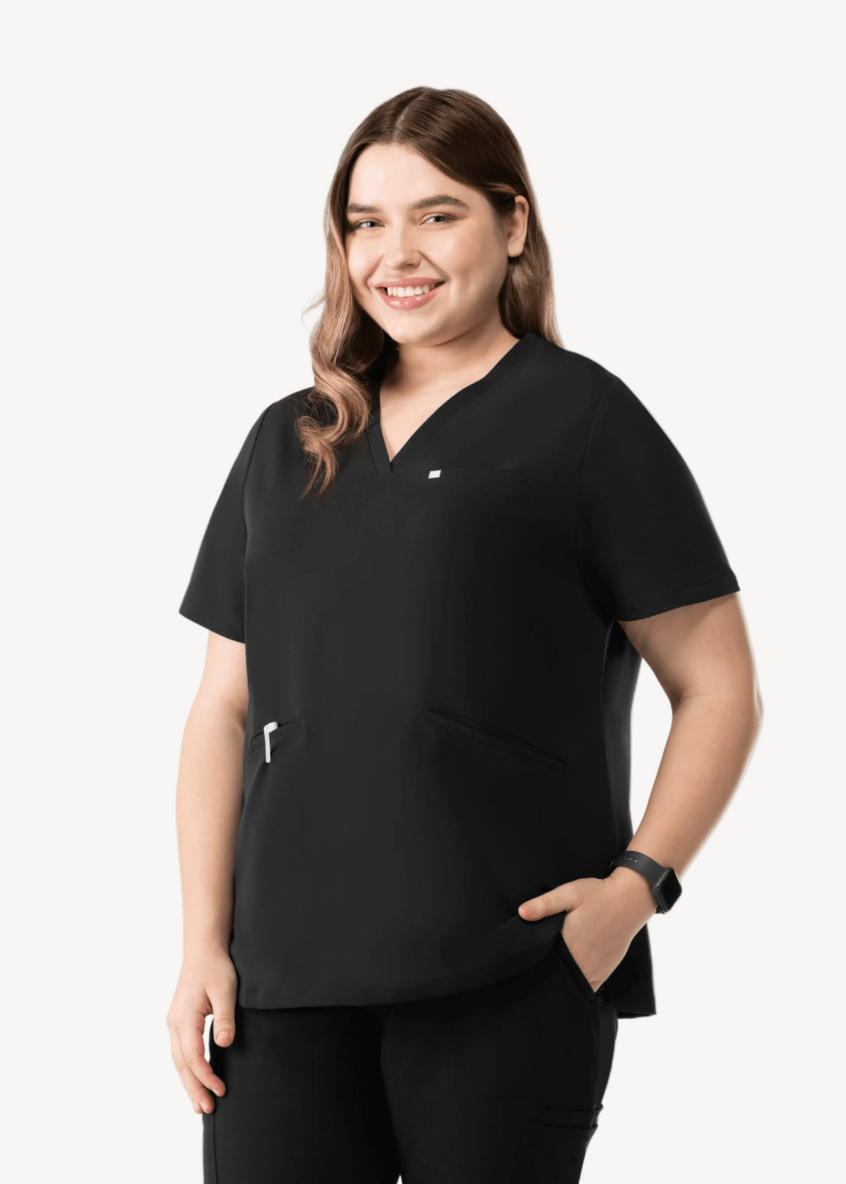 Prana Three Pocket Top Black - Vaayu Scrubs 