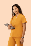 Halo Two Pocket Slim Top Honey - Vaayu Scrubs 