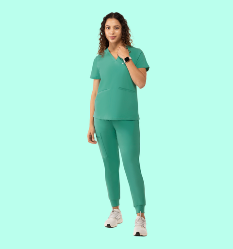 Women's High Waist Joggers Surgical Green