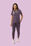 Halo Two Pocket Slim Top Dewberry - Vaayu Scrubs 