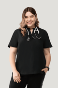 Halo Two Pocket Slim Top Black - Vaayu Scrubs 