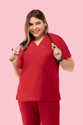 Prana Three Pocket Top Red - Vaayu Scrubs 