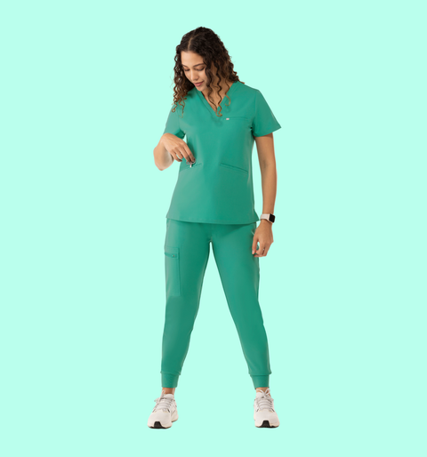Women's High Waist Joggers Surgical Green
