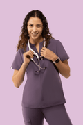 Halo Two Pocket Slim Top Dewberry - Vaayu Scrubs 