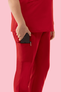 Women's High Waist Joggers Red - Vaayu Scrubs 