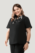 Halo Two Pocket Slim Top Black - Vaayu Scrubs 