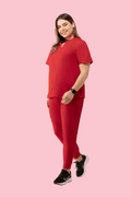 Halo Two Pocket Slim Top Red - Vaayu Scrubs 