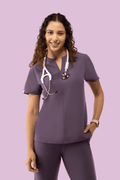 Halo Two Pocket Slim Top Dewberry - Vaayu Scrubs 