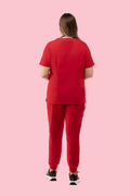 Prana Three Pocket Top Red - Vaayu Scrubs 