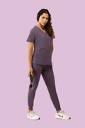 Women's High Waist Joggers Dewberry - Vaayu Scrubs 