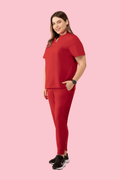 Women's High Waist Joggers Red - Vaayu Scrubs 