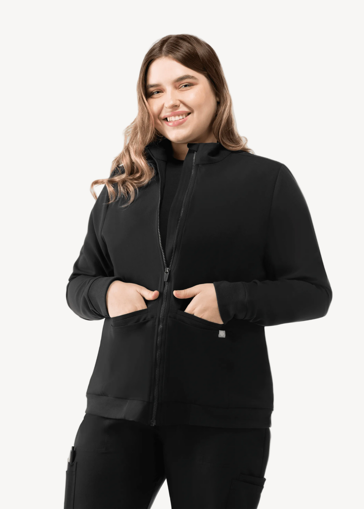 Women's Scrub Jacket Black - Vaayu Scrubs 