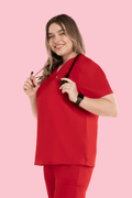 Aura One Pocket Top Red - Vaayu Scrubs 