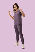 Halo Two Pocket Slim Top Dewberry - Vaayu Scrubs 