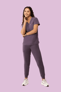Women's High Waist Joggers Dewberry - Vaayu Scrubs 