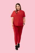 Women's High Waist Joggers Red - Vaayu Scrubs 