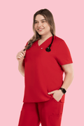 Aura One Pocket Top Red - Vaayu Scrubs 