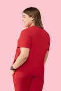 Halo Two Pocket Slim Top Red - Vaayu Scrubs 