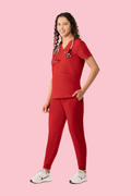 Women's High Waist Joggers Red - Vaayu Scrubs 