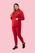 Women's Scrub Jacket Red - Vaayu Scrubs 