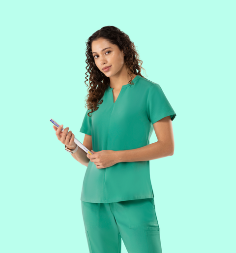 Halo Two Pocket Slim Top Surgical Green