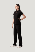 Halo Two Pocket Slim Top Black - Vaayu Scrubs 