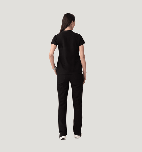 Halo Two Pocket Slim Top Black - Vaayu Scrubs 