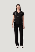 Prana Three Pocket Top Black - Vaayu Scrubs 