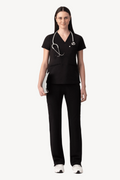Prana Three Pocket Top Black - Vaayu Scrubs 