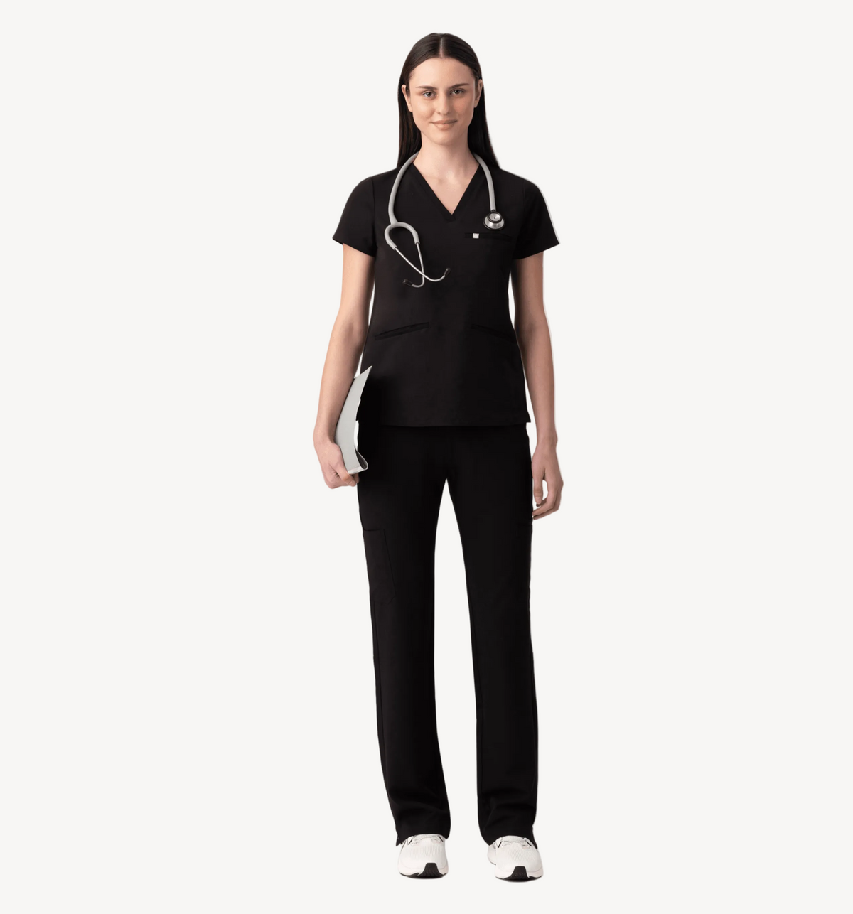 Prana Three Pocket Top Black - Vaayu Scrubs 