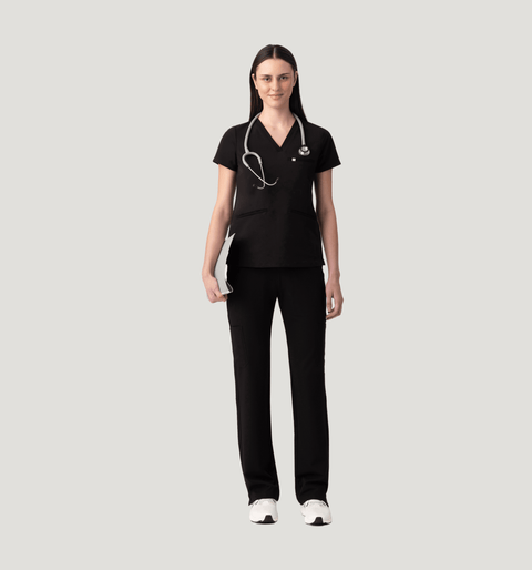 Prana Three Pocket Top Black - Vaayu Scrubs 