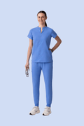 Halo Two Pocket Slim Top Ceil Blue - Vaayu Scrubs 