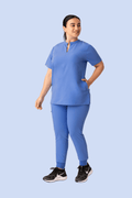 Halo Two Pocket Slim Top Ceil Blue - Vaayu Scrubs 