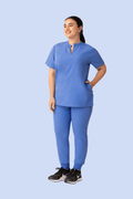 Halo Two Pocket Slim Top Ceil Blue - Vaayu Scrubs 