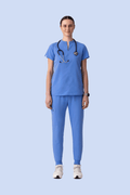 Halo Two Pocket Slim Top Ceil Blue - Vaayu Scrubs 