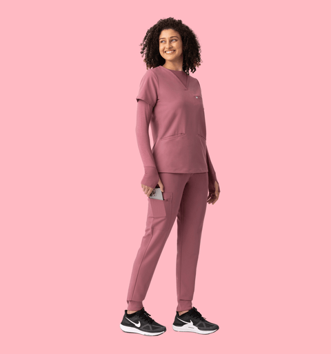 Women's High Waist Joggers Mauve - Vaayu Scrubs 