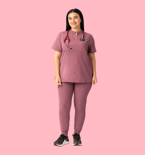Women's High Waist Joggers Mauve - Vaayu Scrubs 