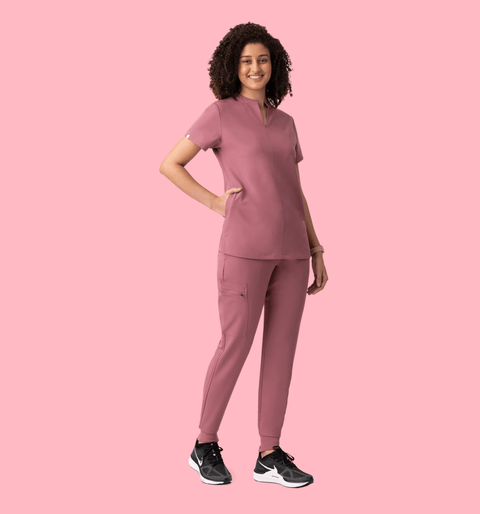 Women's High Waist Joggers Mauve - Vaayu Scrubs 
