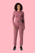 Women's High Waist Joggers Mauve - Vaayu Scrubs 