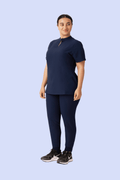 Halo Two Pocket Slim Top Navy - Vaayu Scrubs 